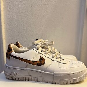 Nike White and Leopard Print Sneakers